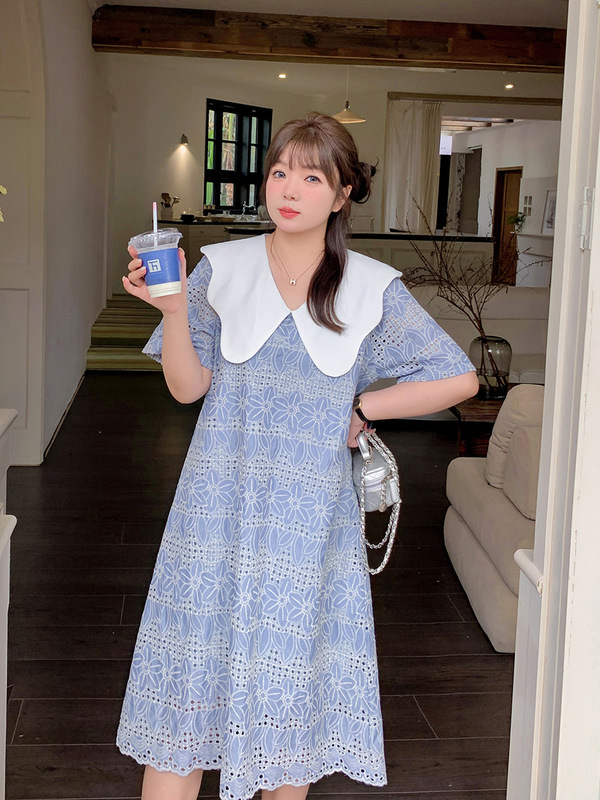 大きいサイズの婦人服2025年の夏のタイプは肉を遮ってやせている子供の襟のワンピースの太っているmm240斤の気質のスカートのY-230を現します。|undefined