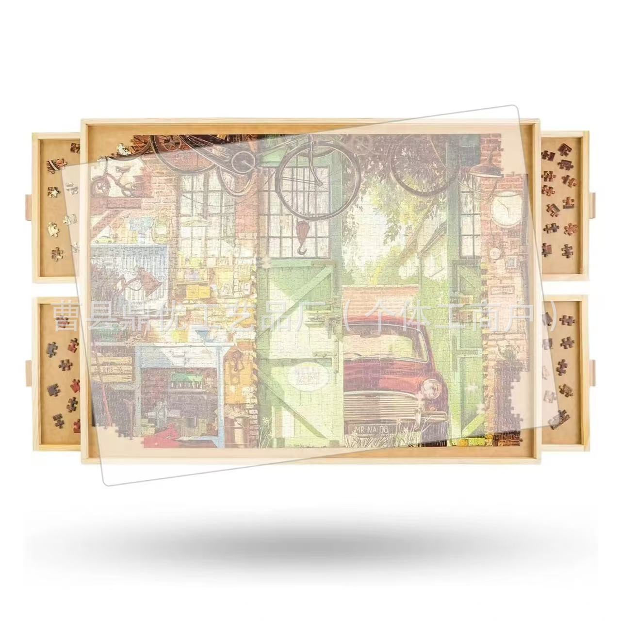 木质拼图板可旋转带抽屉儿童懒人拼图桌家用多功能可调节角度拼图