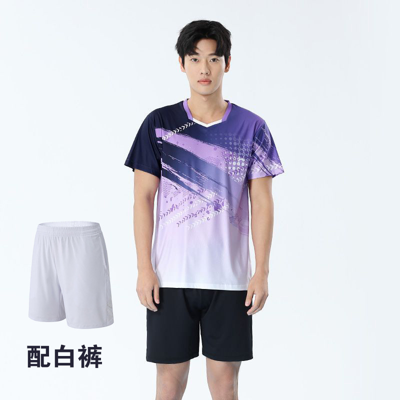 1807 men's top purple 2105 white shorts