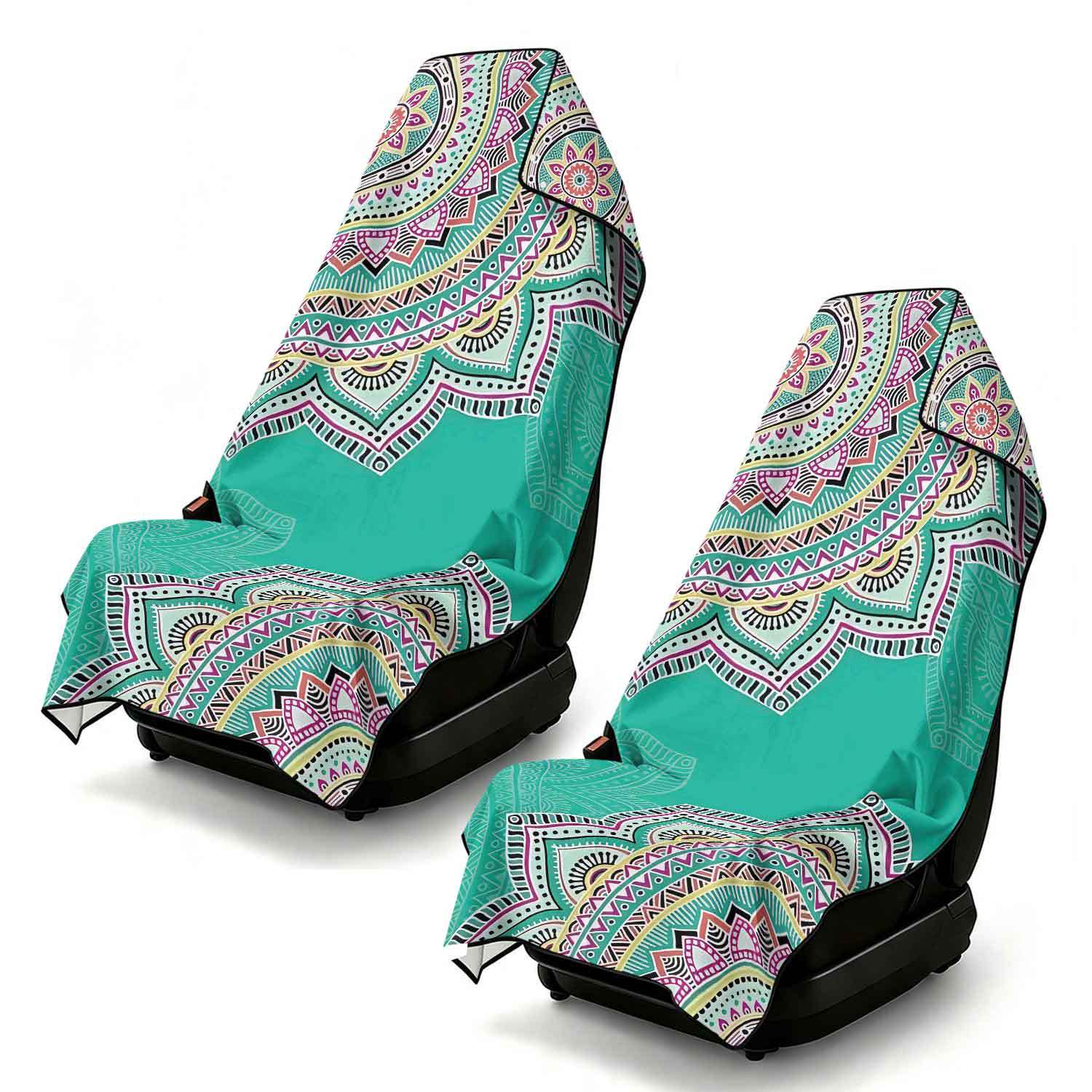 2-piece dual-use car seat cover, ultra-fine fiber, can be used as a beach towel, printed car protective seat cover 6