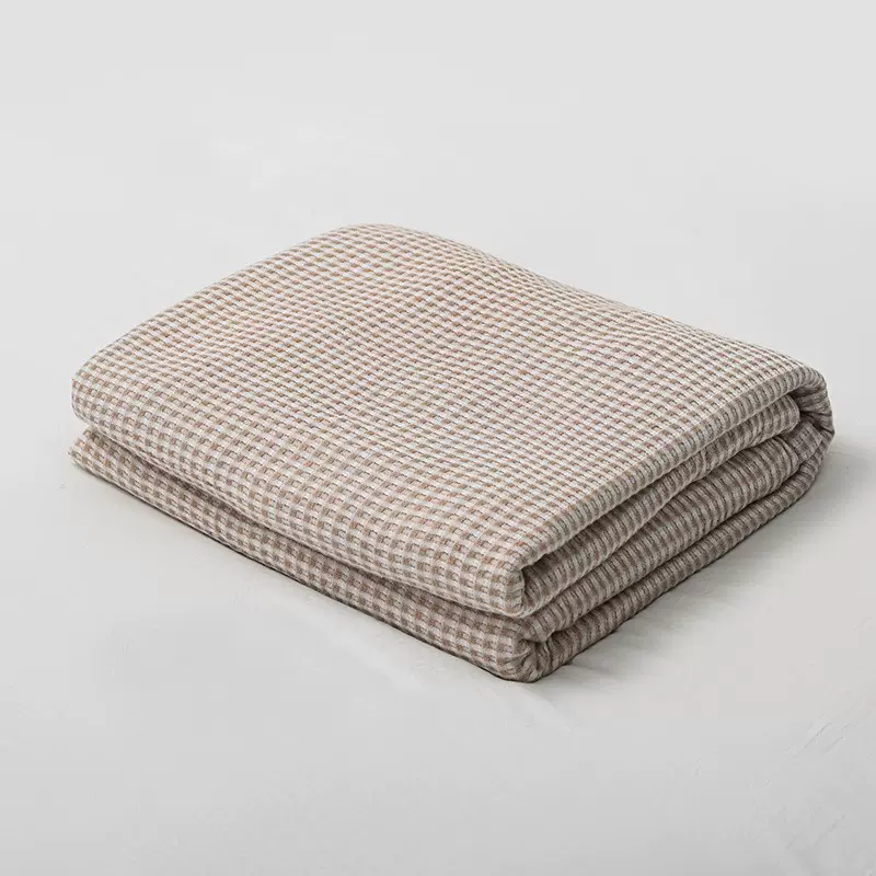 纯竹纤维空调毯子凉爽透气外贸定制简约夏季沙发毯色织华夫格盖毯