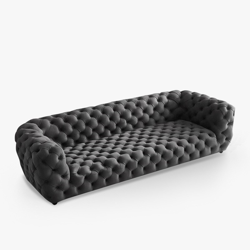 Moon Surface Sofa French Minimalist Living Room Furniture Internet Celebrity Designer Pull Button Matte Fabric Matte Cowhide Sofa