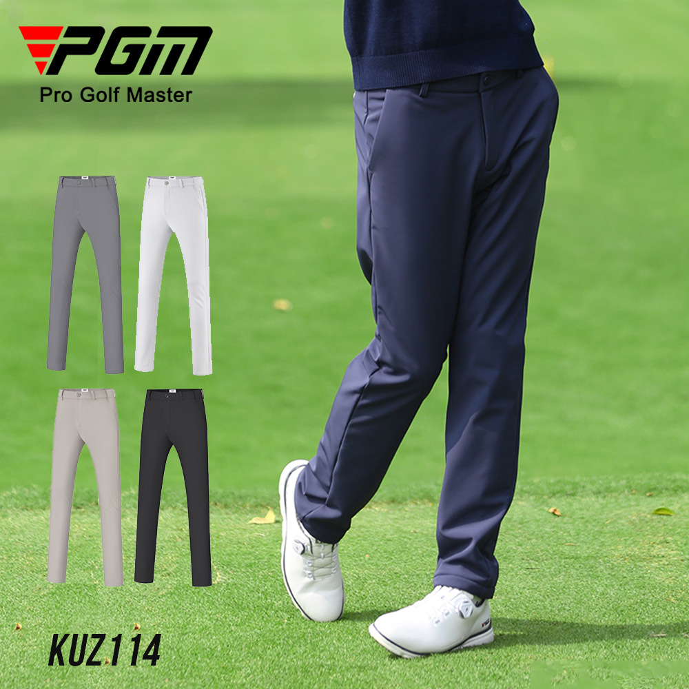 Quần golf nam PGM dài không thấm nước co giãn thắt lưng — KUZ114-màu trắng, KUZ114-Đen, KUZ114-màu xanh hải quân, KUZ114-màu xám