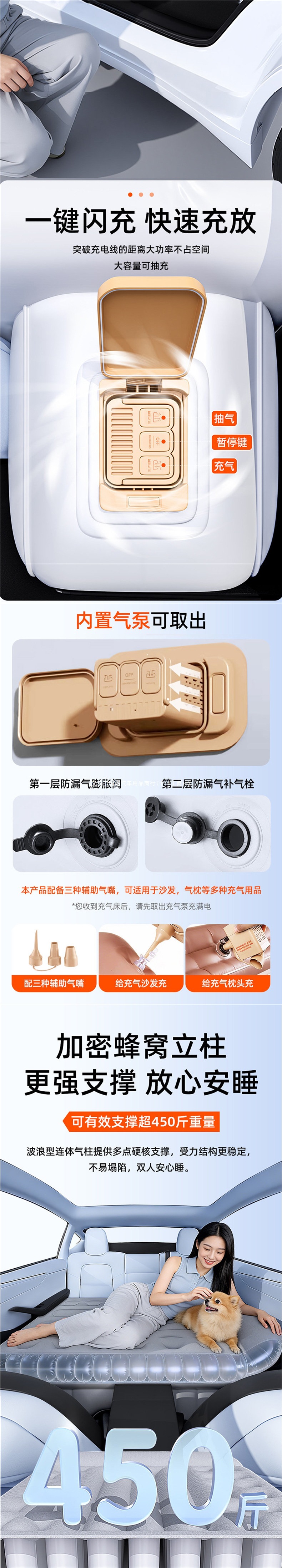 Car mattress, automatic inflatable bed, sleeping pad, car accessories, rear seat leveling air mattress, travel folding mattress