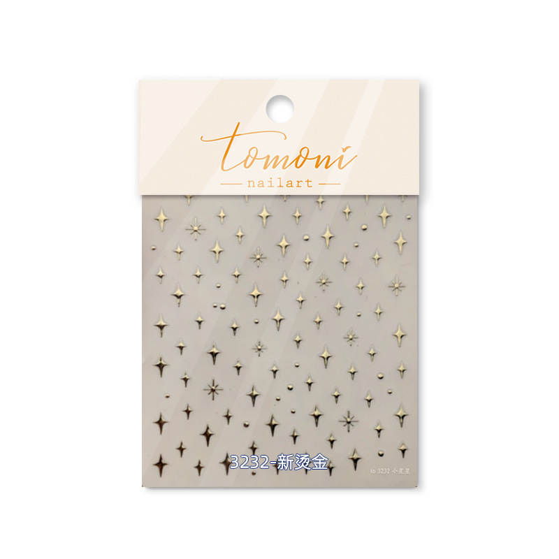 Pegatinas de uñas doradas tomoni populares pegatinas de uñas vintage fábrica al por mayor estrella japonesa de cuatro colores 3232