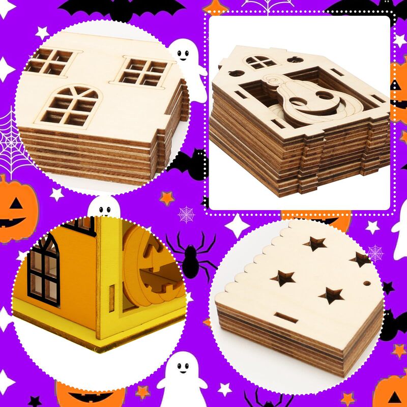 跨境万圣节木制南瓜屋工艺品 儿童DIY3D彩绘南瓜屋家居摆件装饰品|undefined