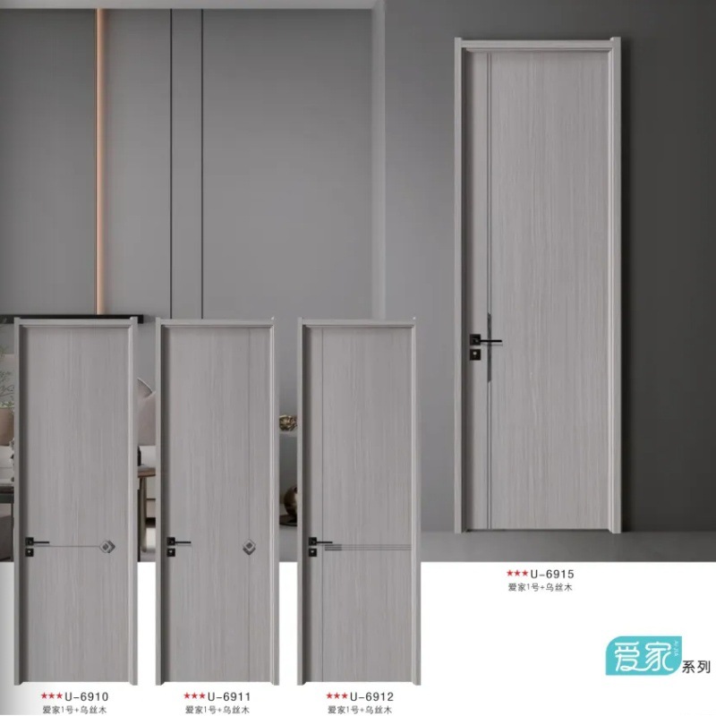 Puerta compuesta de madera sólida interior ecológica libre de pintura puerta de cristal de carbono dormitorio puerta de madera de pintura horneada puerta de madera de ingeniería de hotel