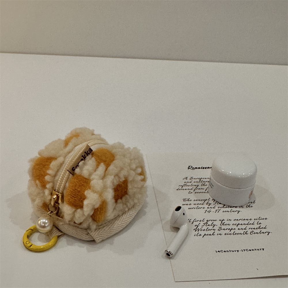 3991 colorido waffle terciopelo lindo pequeña bolsa de auriculares estéreo cubierta protectora suave caso Airpods bolsa de almacenamiento portátil