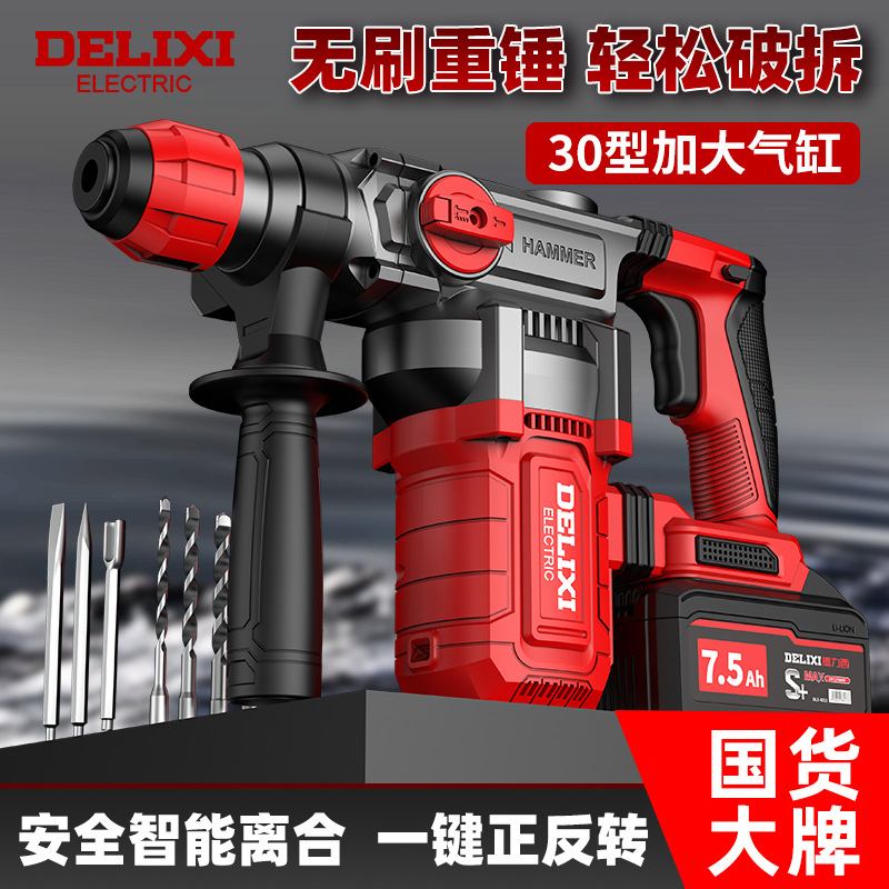 德力西无刷锂电重锤充电式电锤电镐两用混凝土大功率工业级冲击钻