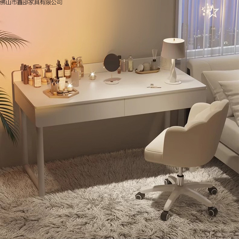 Desk for Girls' Bedroom with Drawers, Student Home-Use Simple Makeup and Study Desk, Rental House Office Computer Desk