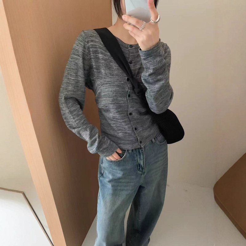 东大门新款一衣四穿针织开衫两件套女早秋薄款细羊毛混纺洋气上衣|undefined