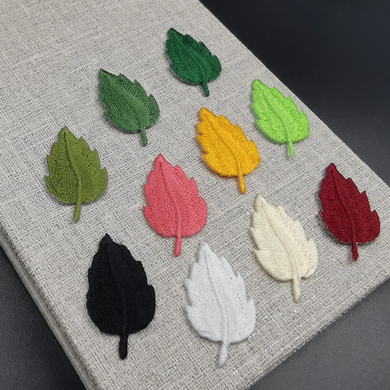 黑色树叶小布贴刺绣风补衣服洞贴花植物裤贴补丁贴熨烫绣花贴