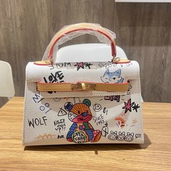 2025 新しいニッチハイエンド漫画落書きケリーバッグミニ小さなバッグミニハンドバッグクロスボディ小さな正方形バッグ