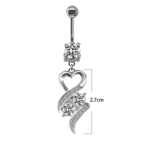 Gabby European and American cross-border heart-shaped belly button ring stainless steel belly button ring navel ornament navel nail human body piercing jewelry