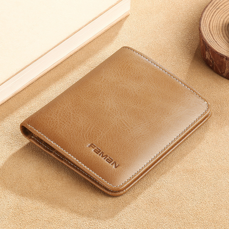 Venta directa de fábrica billetera de cuero ultrafina para hombre simple mini piel de vaca de primera capa de verano billetera para hombre de venta caliente