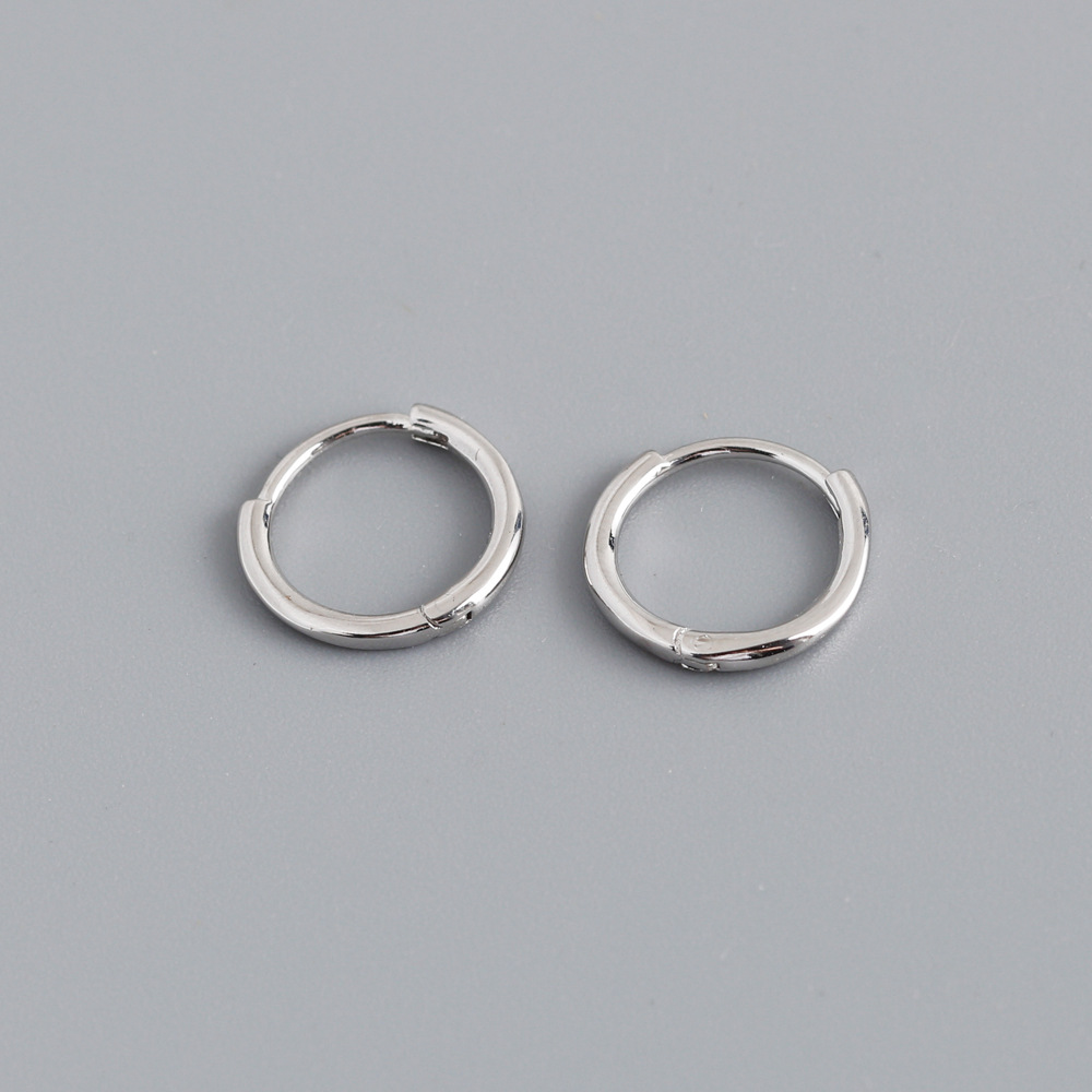 1 Par Estilo Simple Circulo Enchapado Plata Esterlina Pendientes De Aro display picture 16