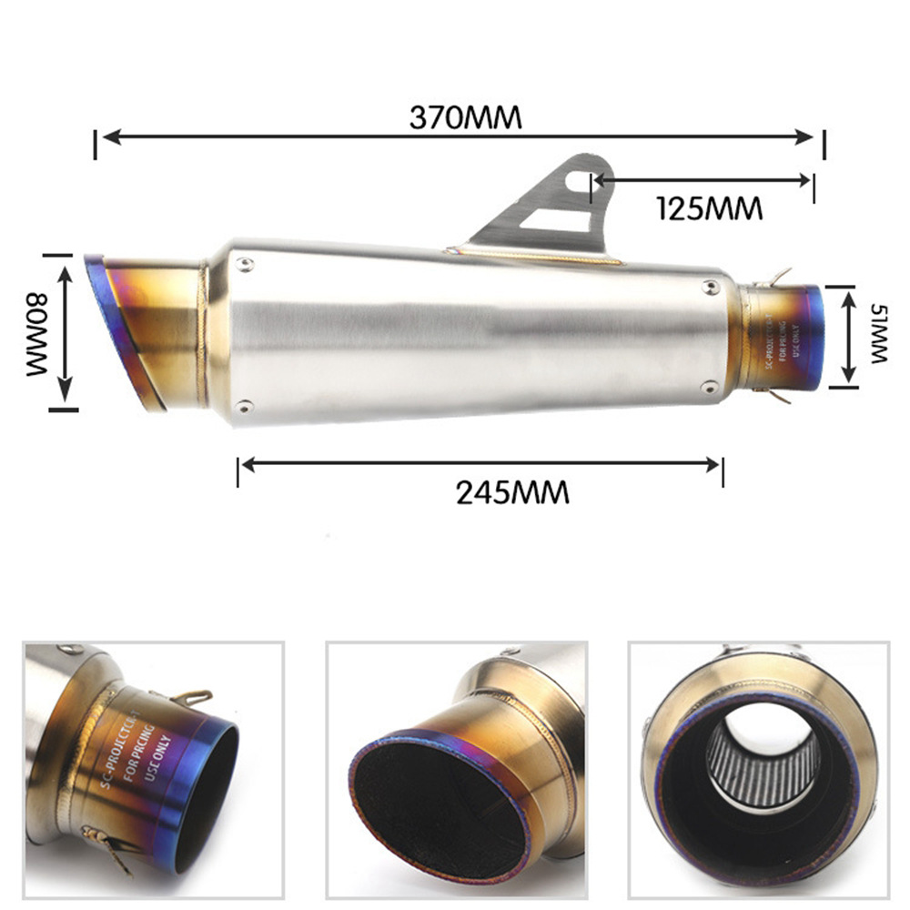 Shark Mouth over Exhaust Motorcycle Exhaust Pipe Suitable for Ninja 400/Z250/R6/R1/Cbr/Mt07/R3