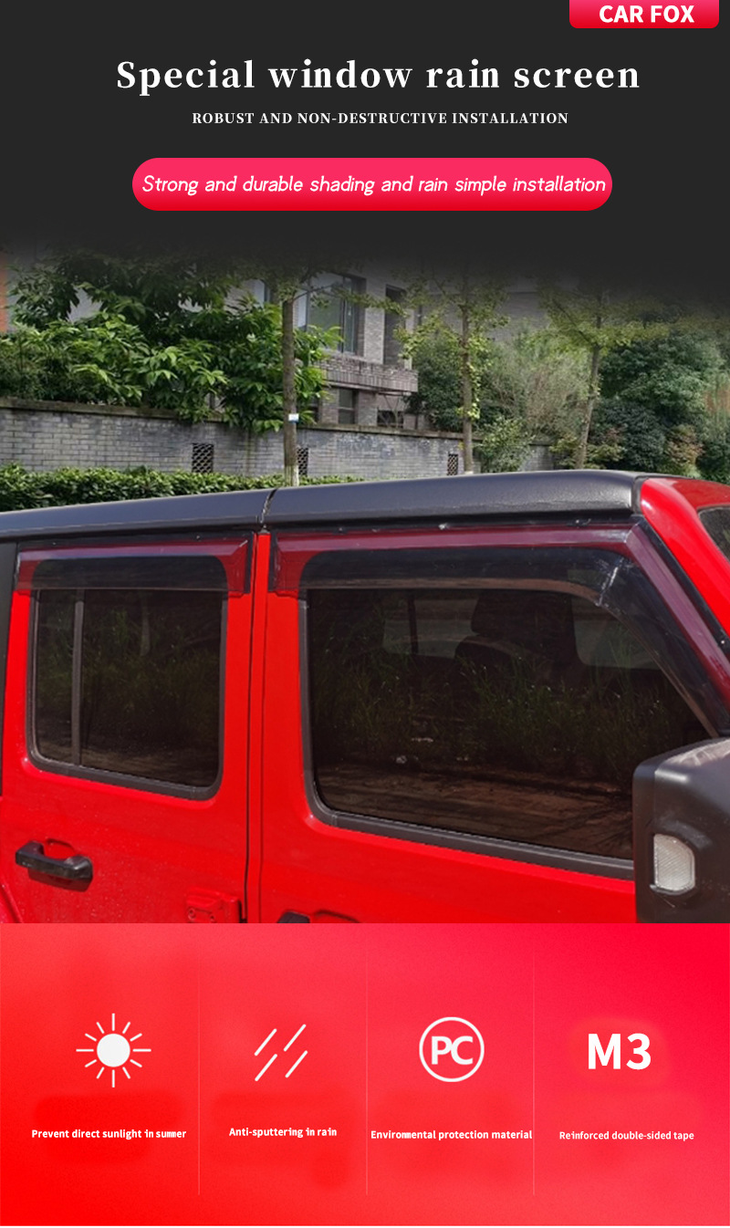 Suitable for Jeep Wrangler Window Visor Jeep Wrangler Jk Jl Window Visor