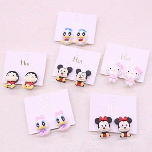 New Children's Cute Cartoon Ear Clips Without Ear Holes Girl's Anti-Pain Ear Clips False Earrings Ear Studs Ear Accessories
