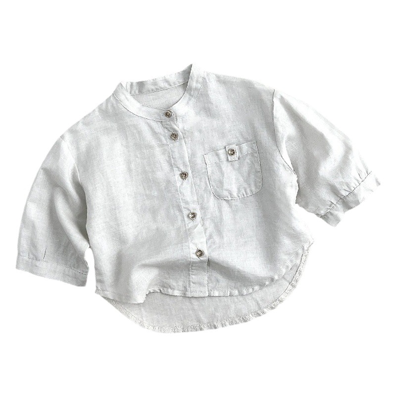 Ramio algodón camisa de los niños ropa de cuero de excursión de los niños de estilo coreano de aire acondicionado respirable ligero cardigan ropa de protección solar de las niñas de moda