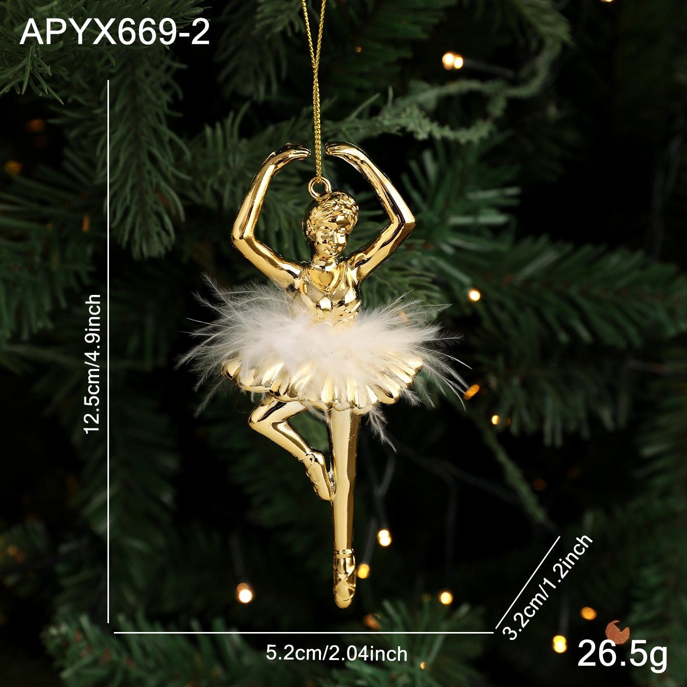 Transfronterizo brillante pluma ballet chica colgante galvanizado plástico árbol de Navidad colgante decoración de la atmósfera de vacaciones