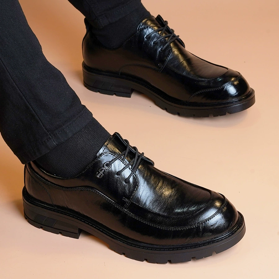 Весенняя и осенняя новая бизнес-обувь кожаная обувь мужская кожаная повседневная мужская обувь большая голова толстая подошва кожаная модная обувь