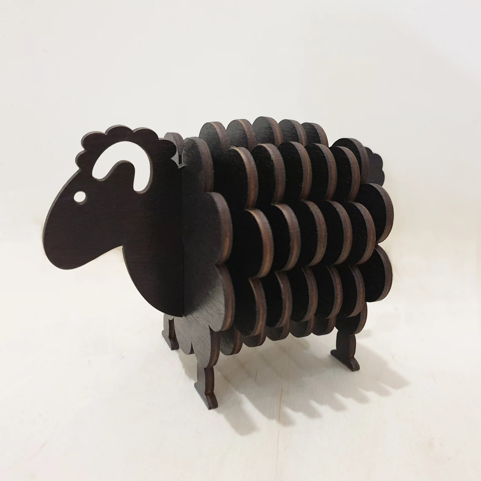 182g Weight Ornaments, coaster Home Textiles & Decor Type 1 Piece Quantity Daily Occasion Wood Material Sheep Pattern Cute Style Cute Sheep Wood Ornaments Coaster Artificial Decorations 4