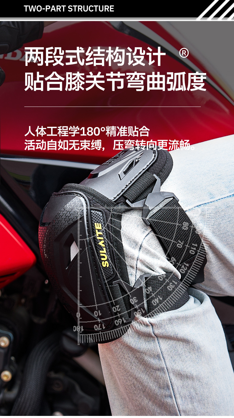Sulaite Tpu Motorcycle Knee Pads, Lightweight, High-Strength, Anti-Fall, Four-Season Riding Motorcycle Knee Pads for Men/Women