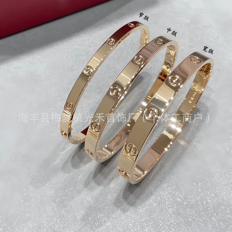 Kajia V Gold High Version Love Bracelet for Women Cnc Precision Crafted Bracelet Single/Double Open Narrow/Medium/Wide Version Without Diamonds/4 Diamonds/10 Diamonds Kajia V Gold High Version Love Bracelet for Women Cnc Precision Crafted Bracelet Single/Double Open Narrow/Medium/Wide Version Without Diamonds/4 Diamonds/10 Diamonds