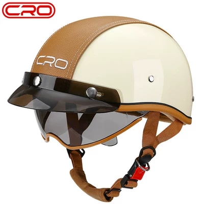 Motosiklet kaskı (dəbilqə) — and Electric Bikes, Japanese-Style Helmet - cro-summer-helmet-off-white-transparent-mirror-black-tea-mirror-m-55-56cm-head-circumference