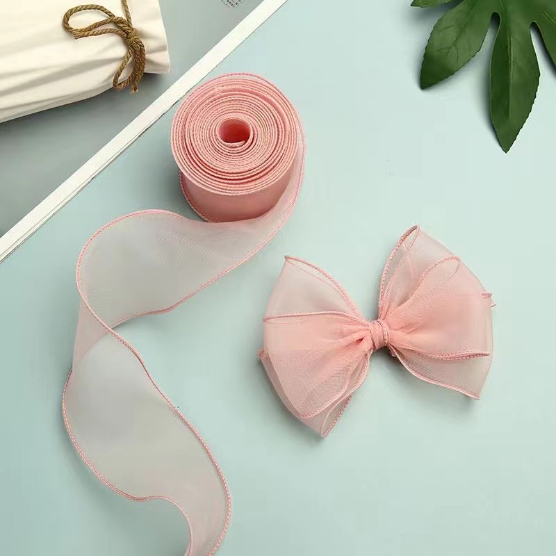 4cm雪纱婚礼彩带鱼尾纱 DIY韩版涤纶织带蝴蝶结丝带厂家直供详情图13