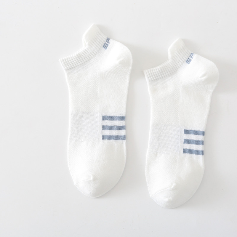Men's socks three bars white socks ins fashionable short low waist sports pure-cotton low top rainbow ankle socks