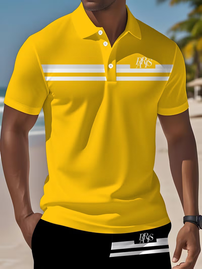 Fuente de fábrica transfronteriza verano nuevo polo de marca de pescado conjunto de camiseta de playa casual pantalones cortos deportivos ropa de hombre diy