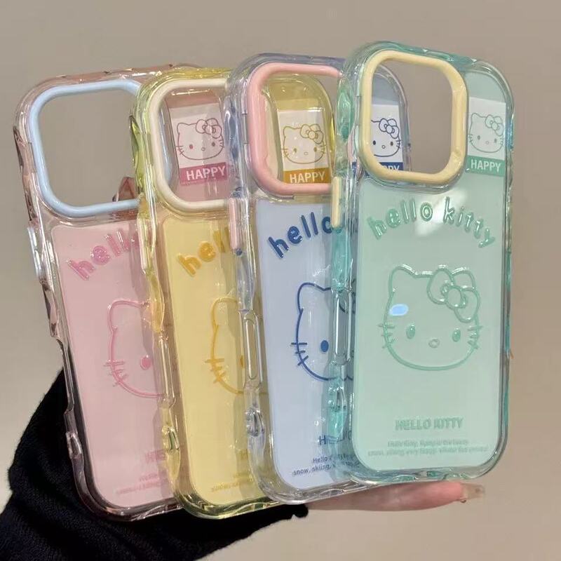 Ins Corrugated Jelly Kitty Cat Suitable for Apple 17Pro Mobile Phone Case Iphone15Promax New 16Pro