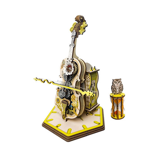 Punk cello music box puzzle 3D puzzle hand-assembled model dynamic music box creative ornaments