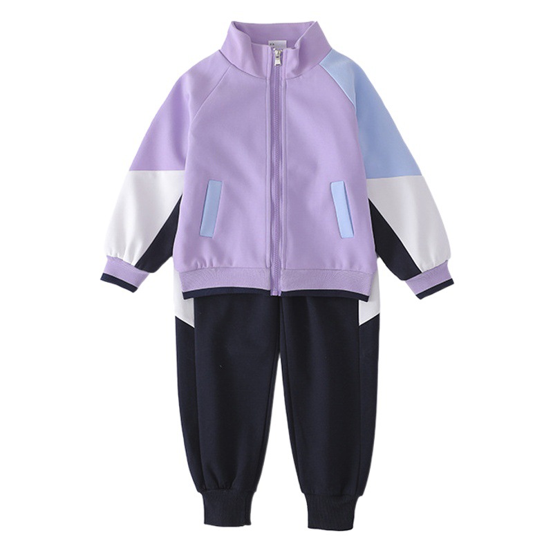 Autumn kindergarten Garden clothes purple zipper shirt non-hooded sports college suit primary school children's class uniform school uniform