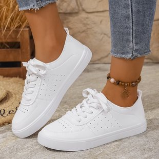 Flat-Soled Moral Training Shoes for Women 2025 New Spring and Summer Retro Niche Versatile Sports Sneakers Fashionable Casual White Shoes