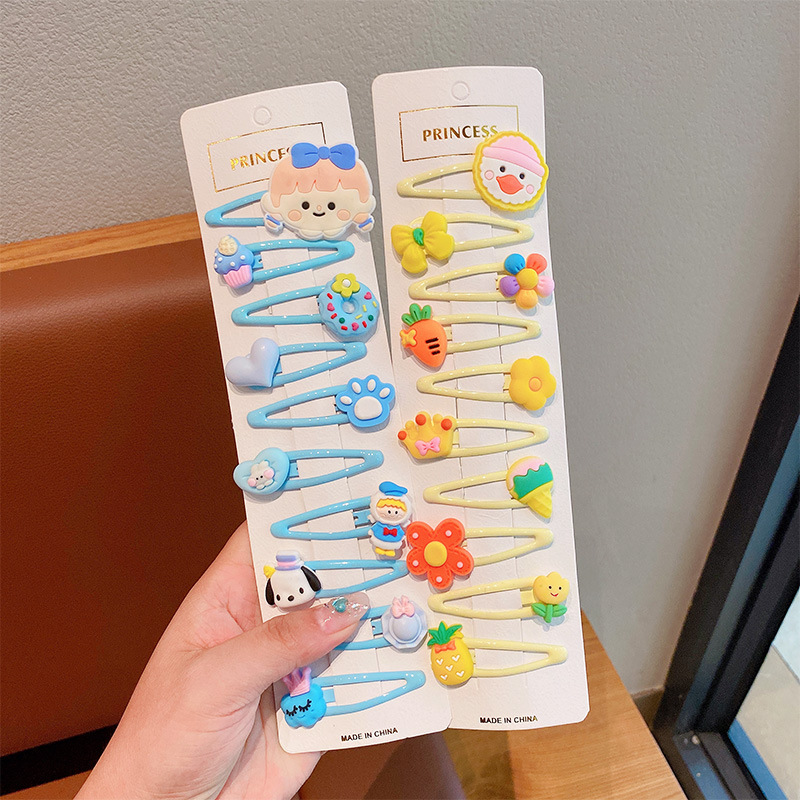 Clip de cabello auténtico para niños, clip de cabello rotos para chicas, clip de cabello no dañado, tarjeta de cabello de fresa, cartón de dibujos animados, clip de cabello lateral para bebés.