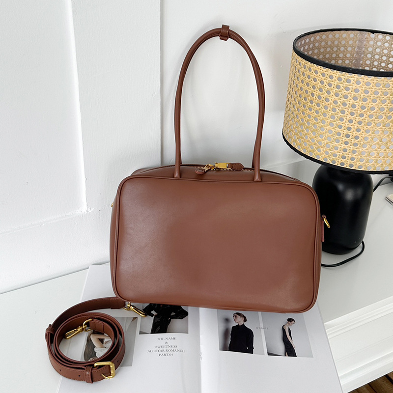 Women's Handbag 2025 New Autumn/Winter Crossbody Bag Niche Genuine Leather Shoulder Small Square Bag Bowling Bag - Thumbnail 8