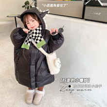 妙旋童装女童羽绒服冬装2023新款韩版儿童冬季中长款轻薄连帽外套