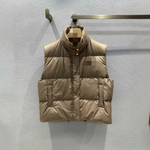 2025 Autumn and Winter New Preppy Style Maillard Color Stand Collar down Vest