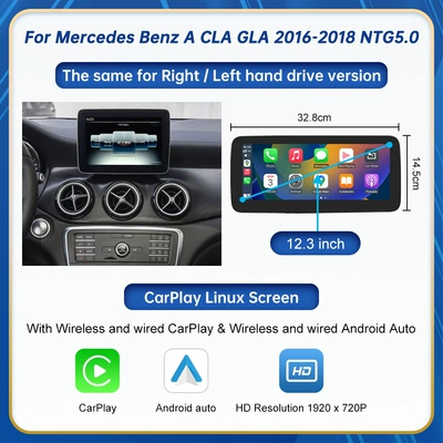 Navigation Linux Screen, Car display - 123inch-screens-suitable-for-aclagla-2013-2015-ntg-50-system-left-hand-drive-cars