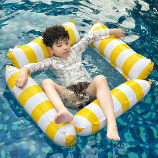 Cross-Border Four-Tube Hammock Floating Bed for Adults and Children Mesh Floating Bed Foldable Lounge Chair Striped Swimming Equipment