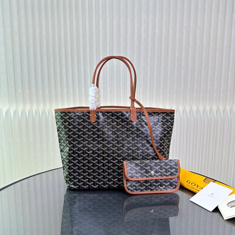 Goyard/戈雅牛皮荔枝纹棉麻托特包Tote子母包潮流复古单肩手提包|undefined
