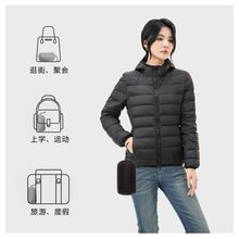 年冬季新款轻薄羽绒服女短款立领连帽轻便薄款白鸭绒大码外套