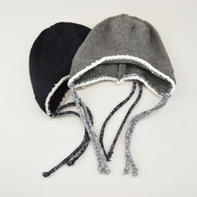 跨境宝宝帽秋冬季可爱超萌辫子包边帽儿童护耳帽套头帽毛线针织帽