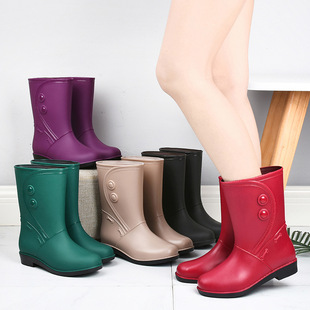 Women's rain boots outdoor wading kitchen vegetable market rubber shoes waterproof durable detachable overshoes adult rain boots wholesale