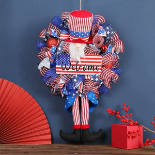 纵鸿独立日节日花环装饰品美国老人藤圈商场装扮门挂墙挂节日挂饰