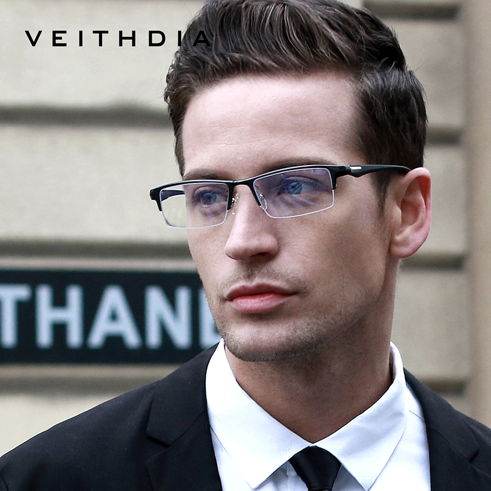 Aluminio y magnesio TR90 medio marco anti-luz azul miopía marco cuadrado para hombres TR simple negocio cómodo 8777