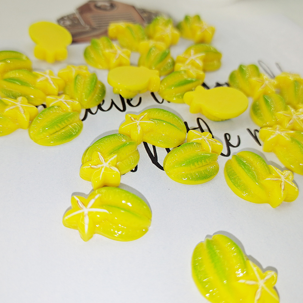 仿真半面杨桃 DIY配件水果树脂奶油胶手机壳麻将制作发卡饰品配件